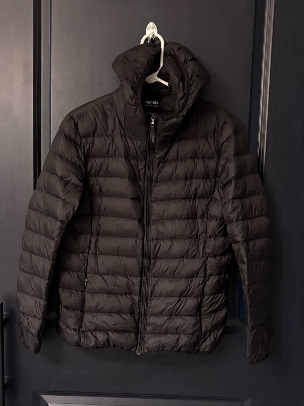 Wantdo Black Duck Down Feather Lightweight Hooded Quilted Puffer Jacket Size M